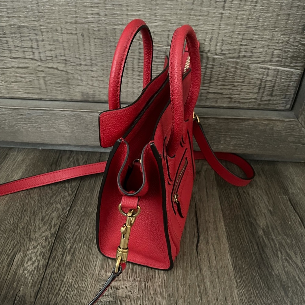 Authentic Celine Nano Luggage Red Bag Crossbody - Picture 3 of 15